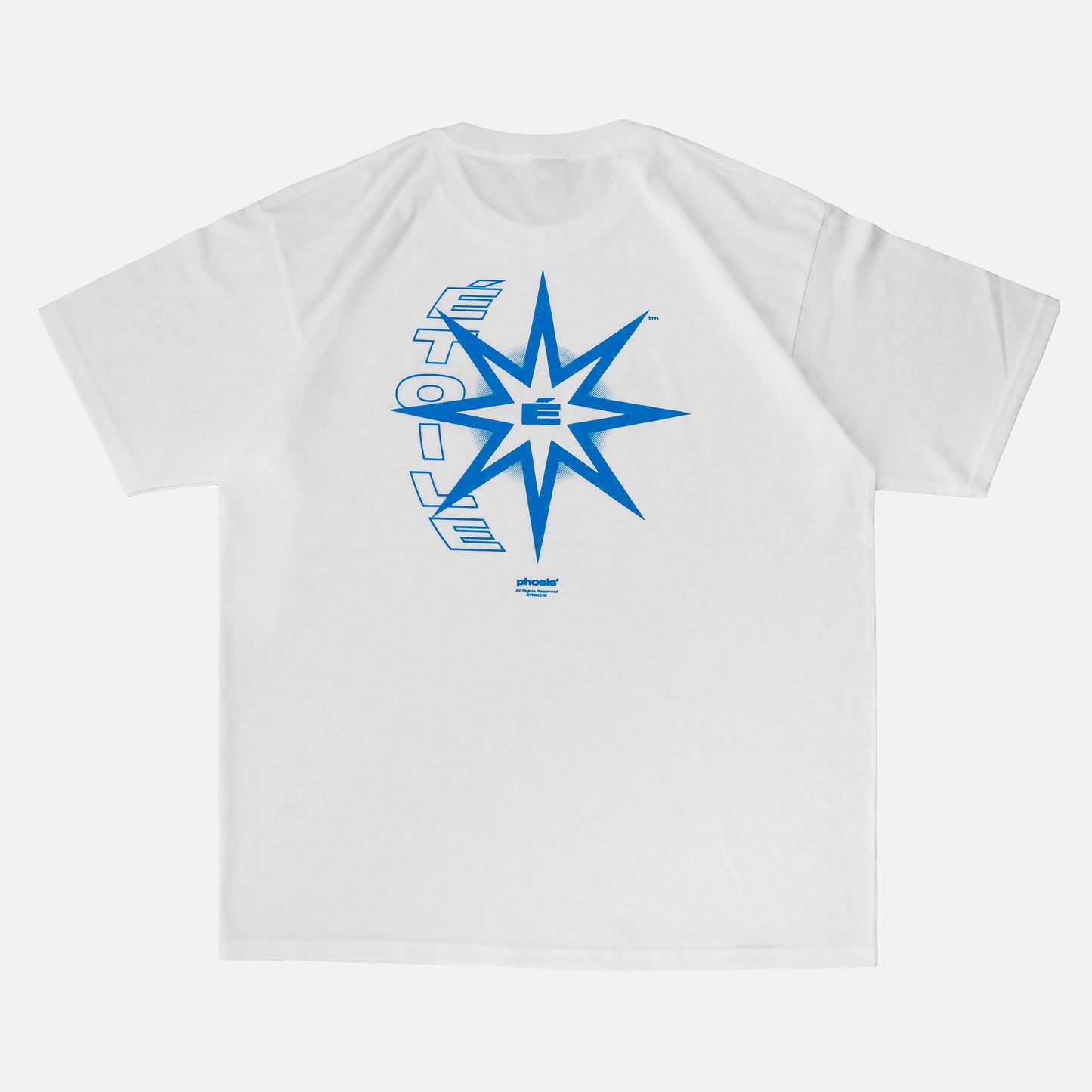 Back view of the screen-pinted ÉTOILE white heavyweight cotton t-shirt from PHOSIS® Clothing