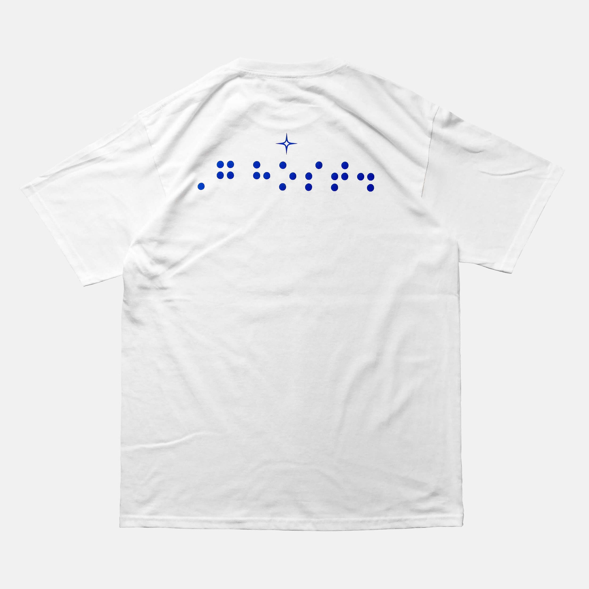 Back view of the screen-pinted WEEPING GHOST white t-shirt from PHOSIS Clothing